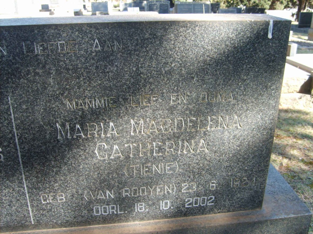 VERMAAK Maria Magdelena Catherina VAN ROOYEN 1924-2002