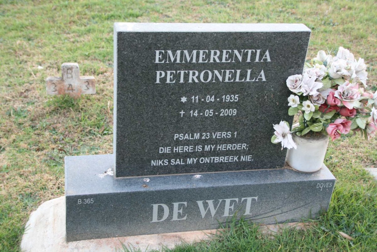 WET Emmerentia Petronella, de 1935-2009