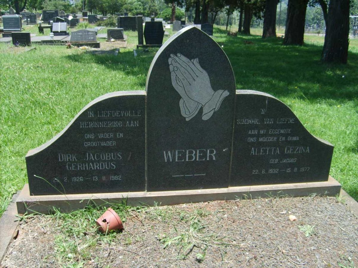 WEBER Dirk Jacobus Gerhardus 1926-1982 &amp; Aletta Gezina JACOBS 1932-1977