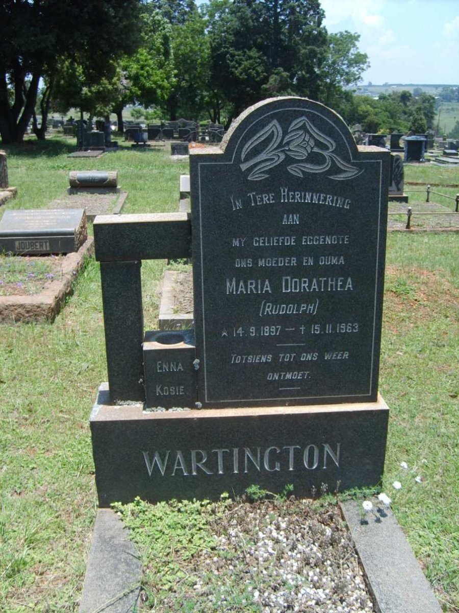 WARTINGTON Maria Dorathea nee RUDOLPH 1897-1963