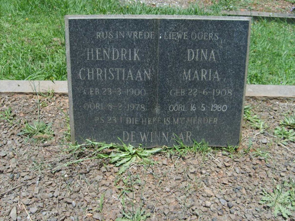 WINNAAR Hendrik Christiaan, de 1900-1978 &amp; Dina Maria 1908-1980