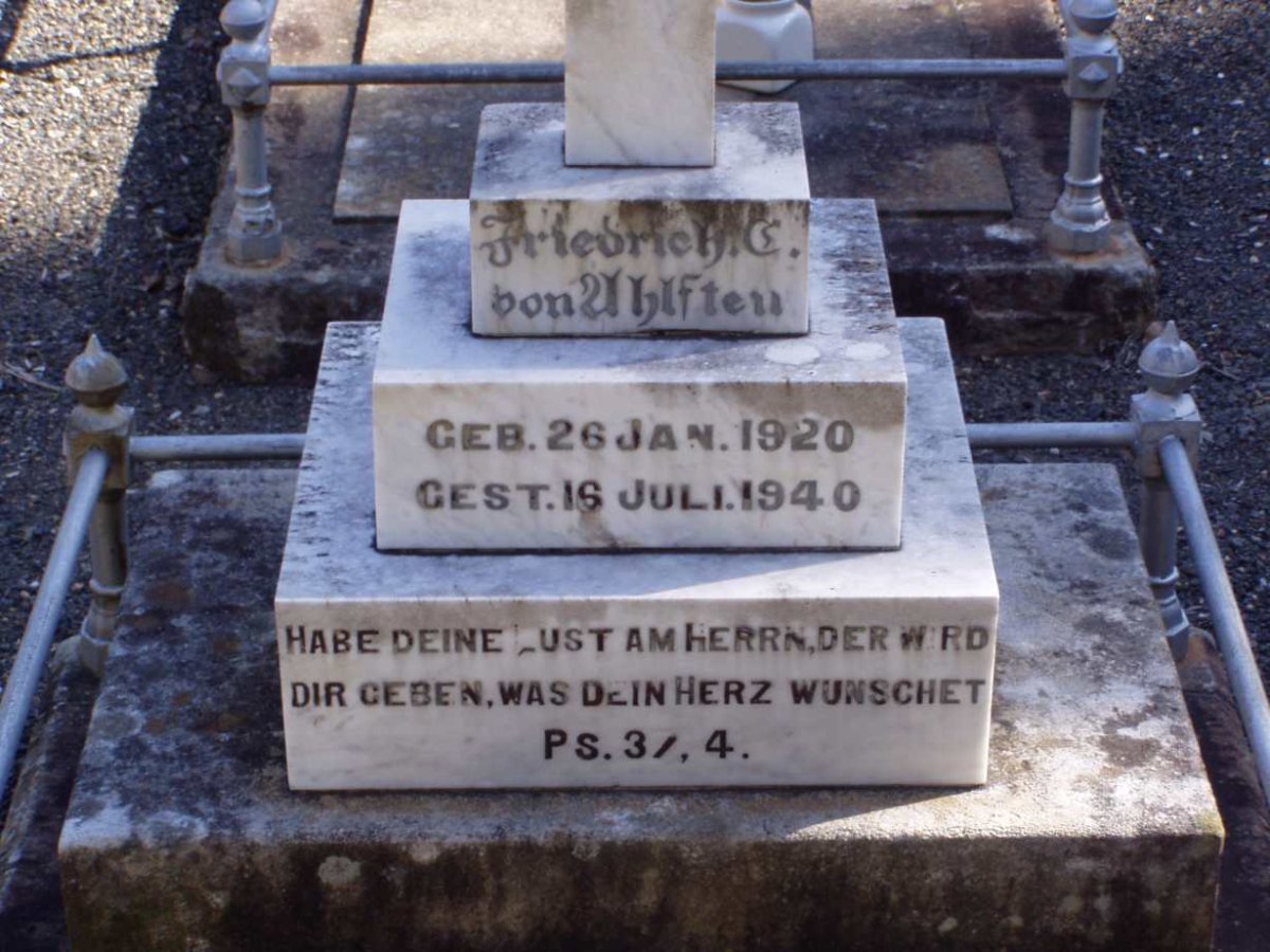 AHLFTEN Friedrich C., von 1920-1940