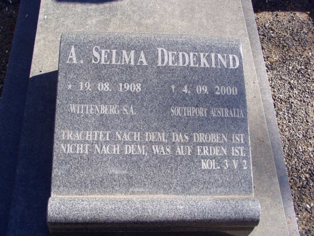 DEDEKIND A. Selma 1908-2000