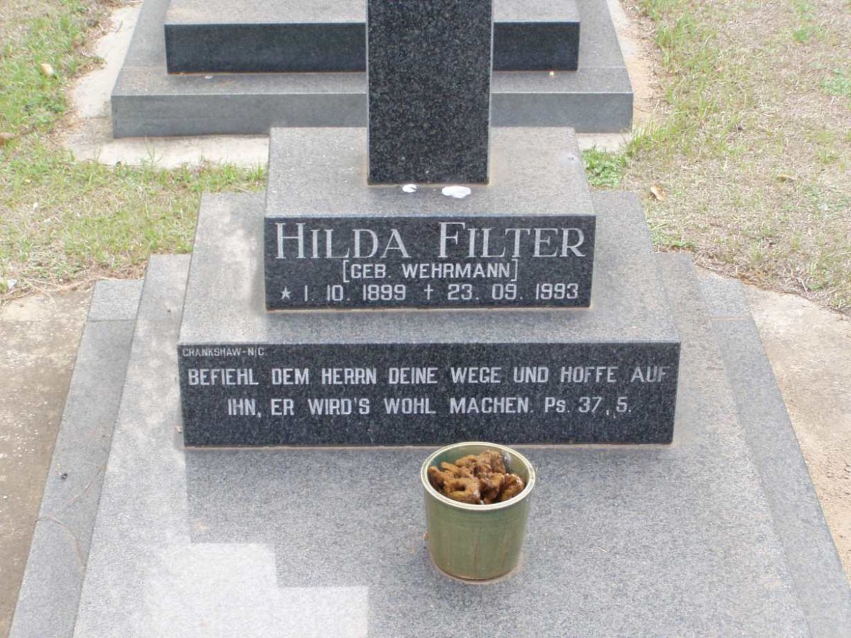 FILTER Hilda M.E. nee WEHRMANN 1899-1993
