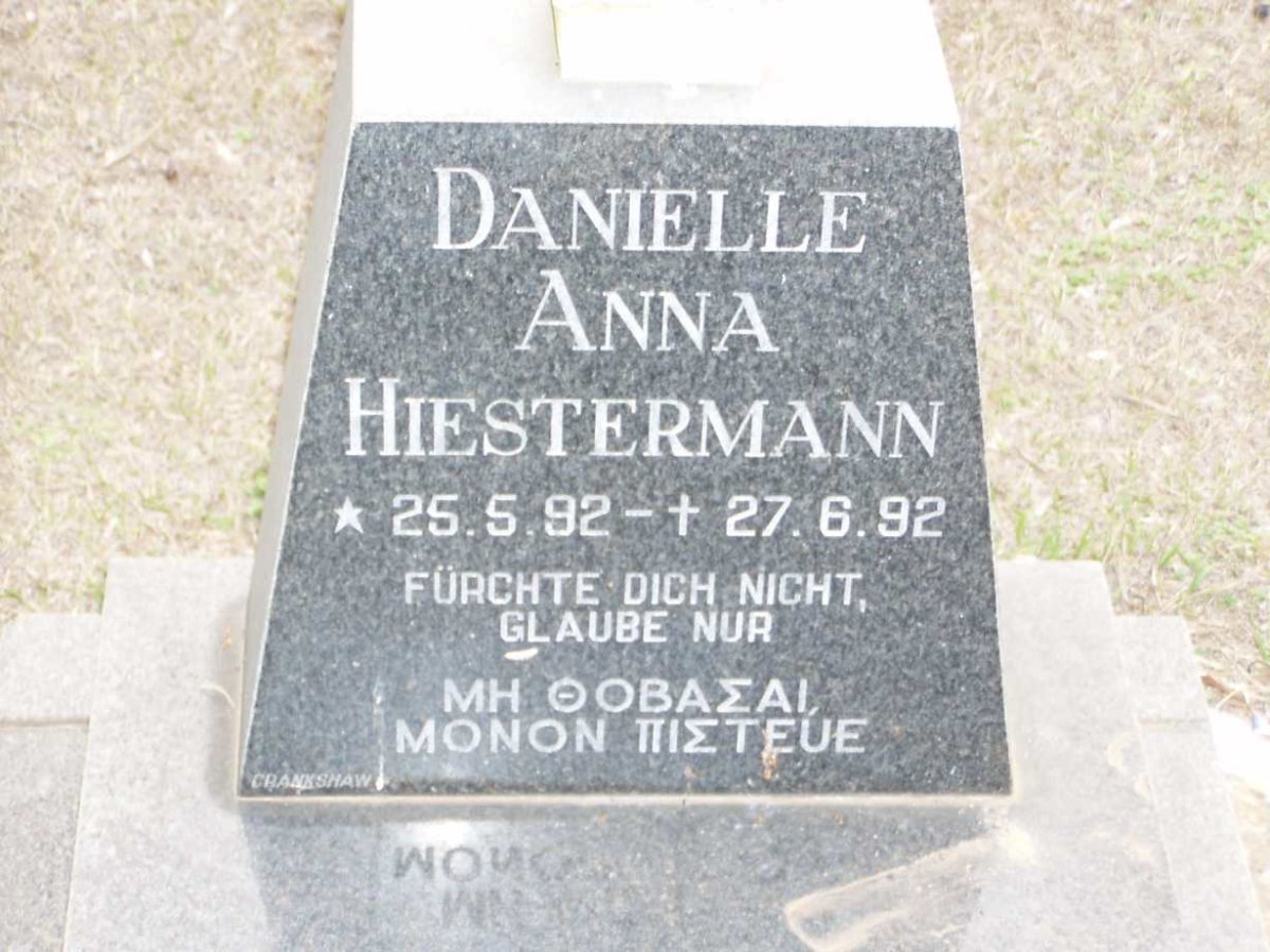 HIESTERMANN Danielle Anna 1992-1992