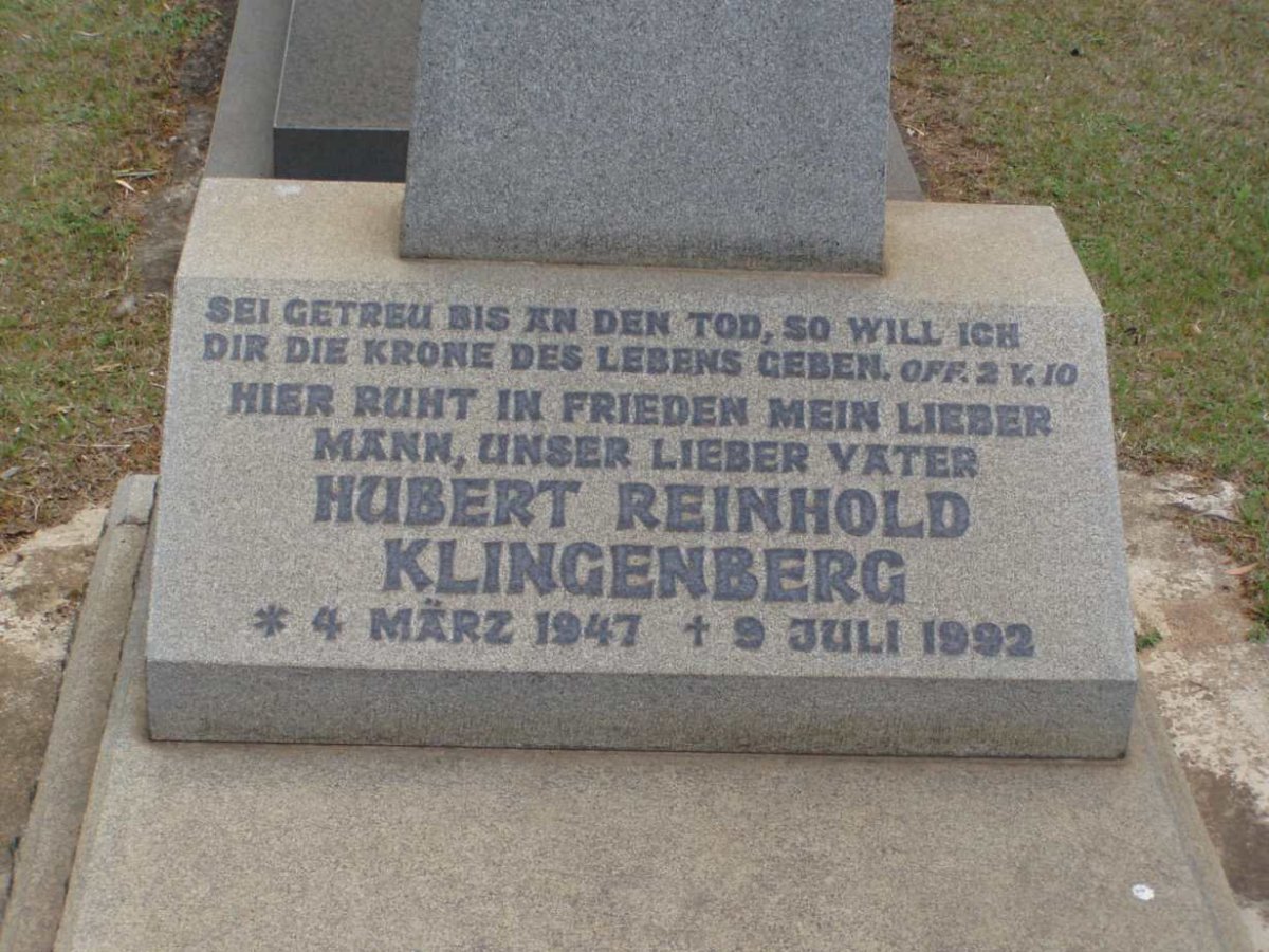 KLINGENBERG Hubert Reinhold 1947-1992