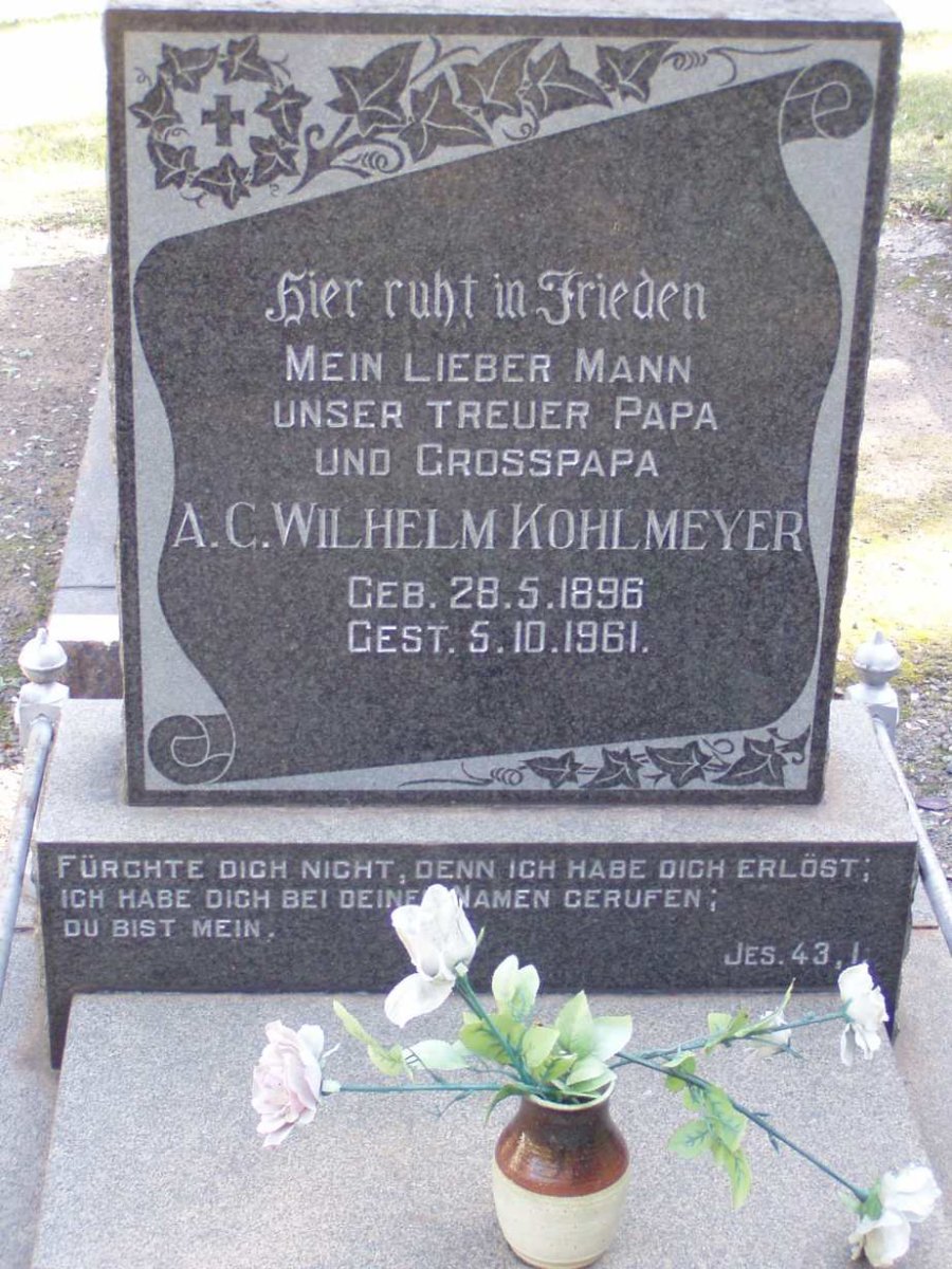 KOHLMEYER A.C. Wilhelm 1896-1961