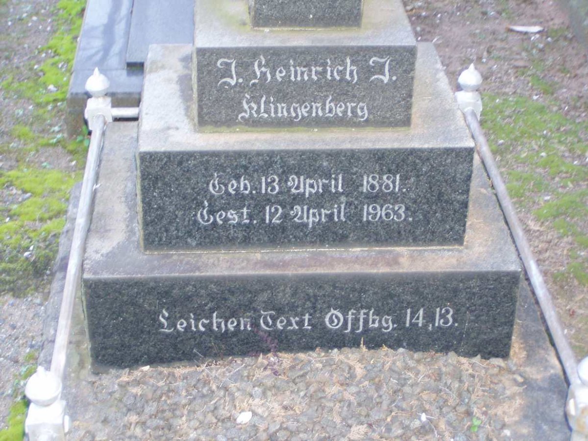 KLINGENBERG J. Heinrich J. 1881-1963
