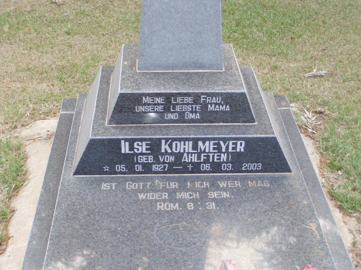 KOHLMEYER Ilse nee VON AHLFTEN 1927-2003
