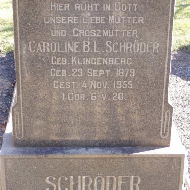 SCHRODER Caroline B.L. nee KLINGENBERG 1879-1955