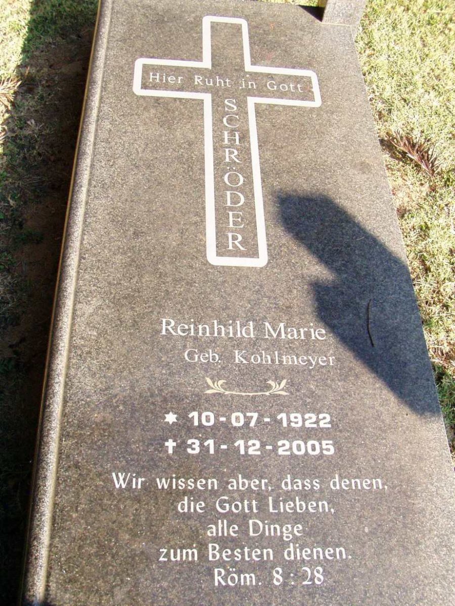 SCHRODER Reinhild Marie nee KOHLMEYER 1922-2005