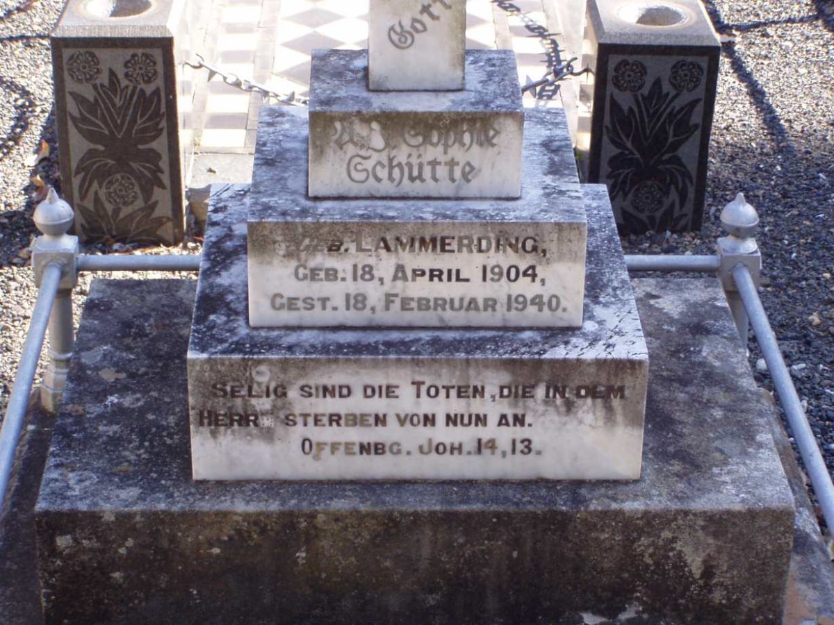 SCHUTTE A.J. Sophie nee LAMMERDING 1904-1940