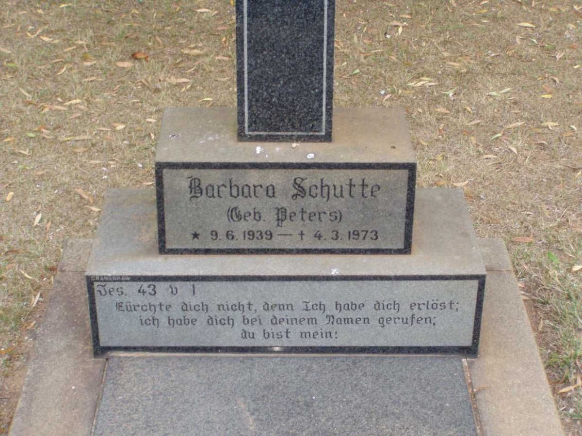 SCHUTTE Barbara nee PETERS 1939-1973