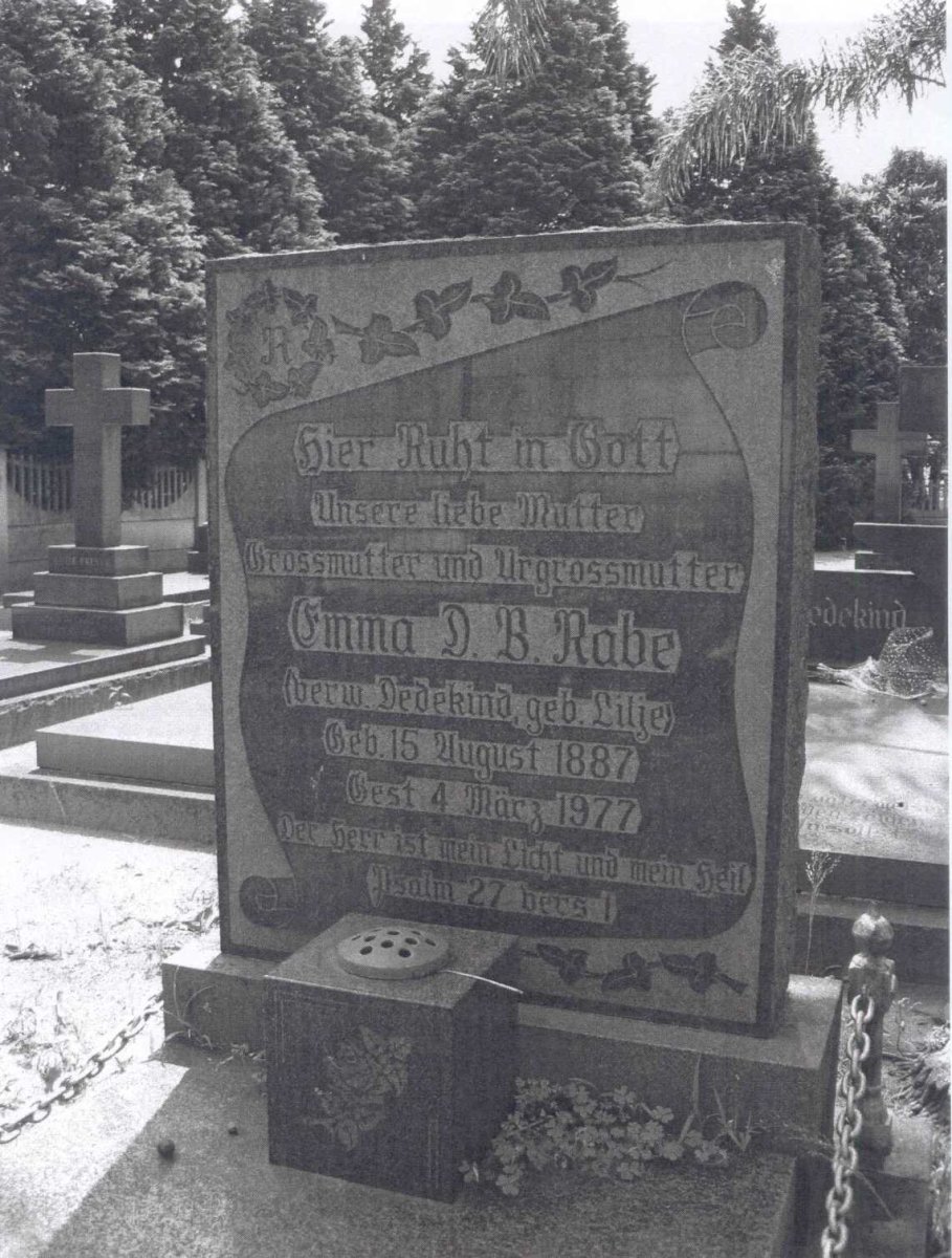 RABE Emma D.B previously DEDEKIND nee LILJE 1887-1977