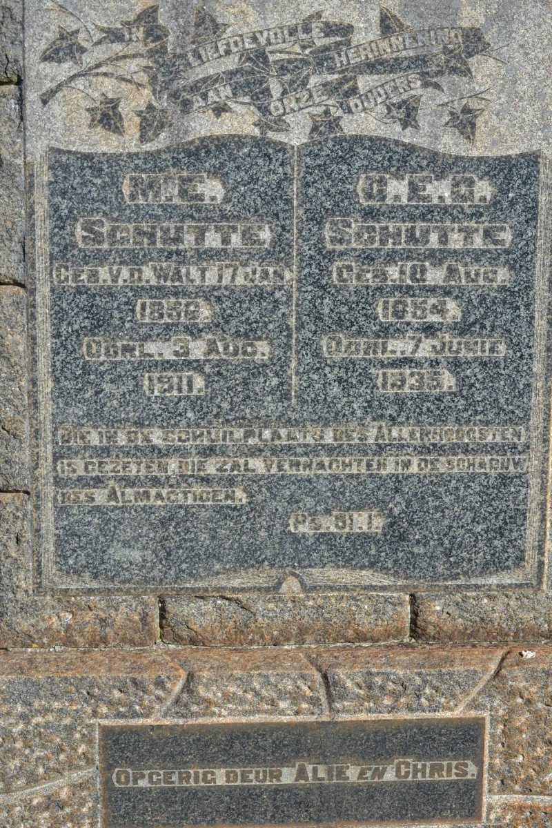 SCHUTTE C.E.G. 1854-1935 &amp; M.E. V.D. WALT 1858-1911