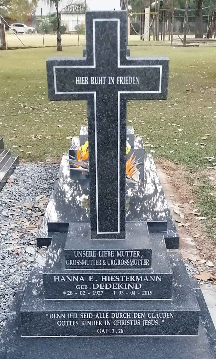 HIESTERMANN Hanna E. nee DEDEKIND 1927-2019
