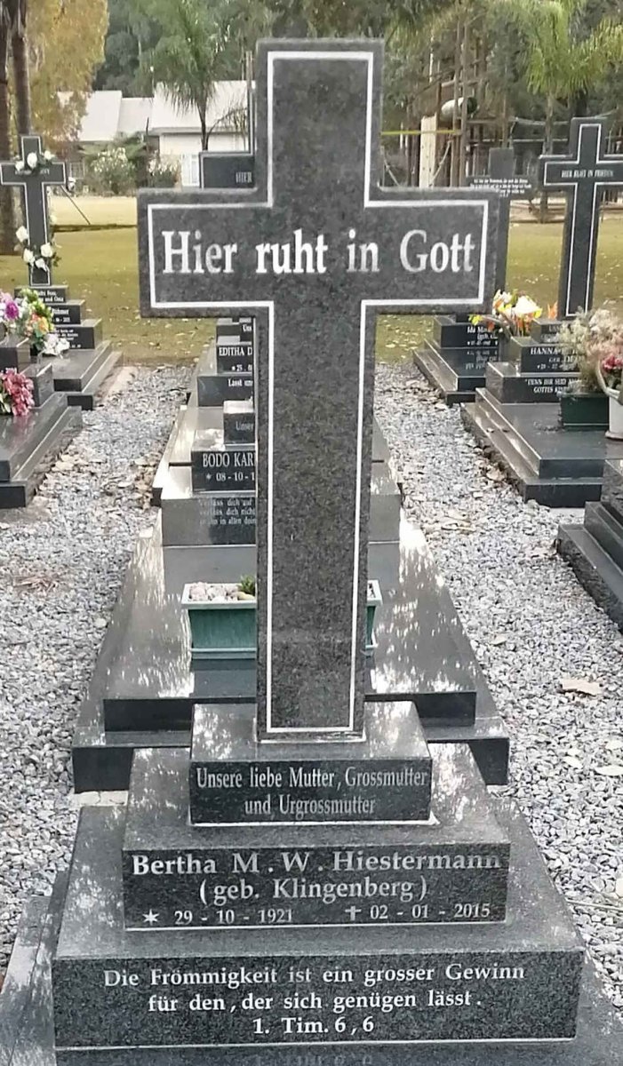 HIESTERMANN Bertha M.W. nee KLINGENBERG 1921-2015
