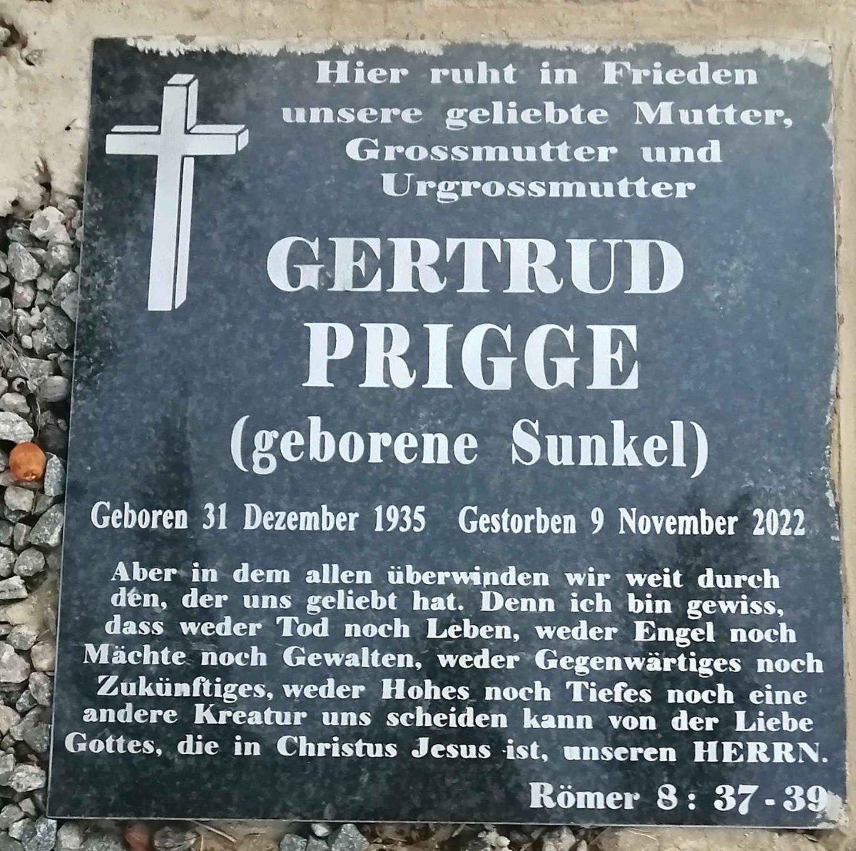 PRIGGE Gertrud nee SUNKEL 1935-2022