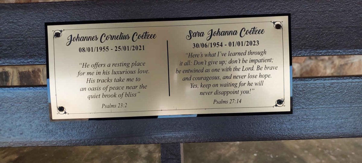 COETZEE Johannes Cornelius 1955-2021 & Sara Johanna 1954-2023