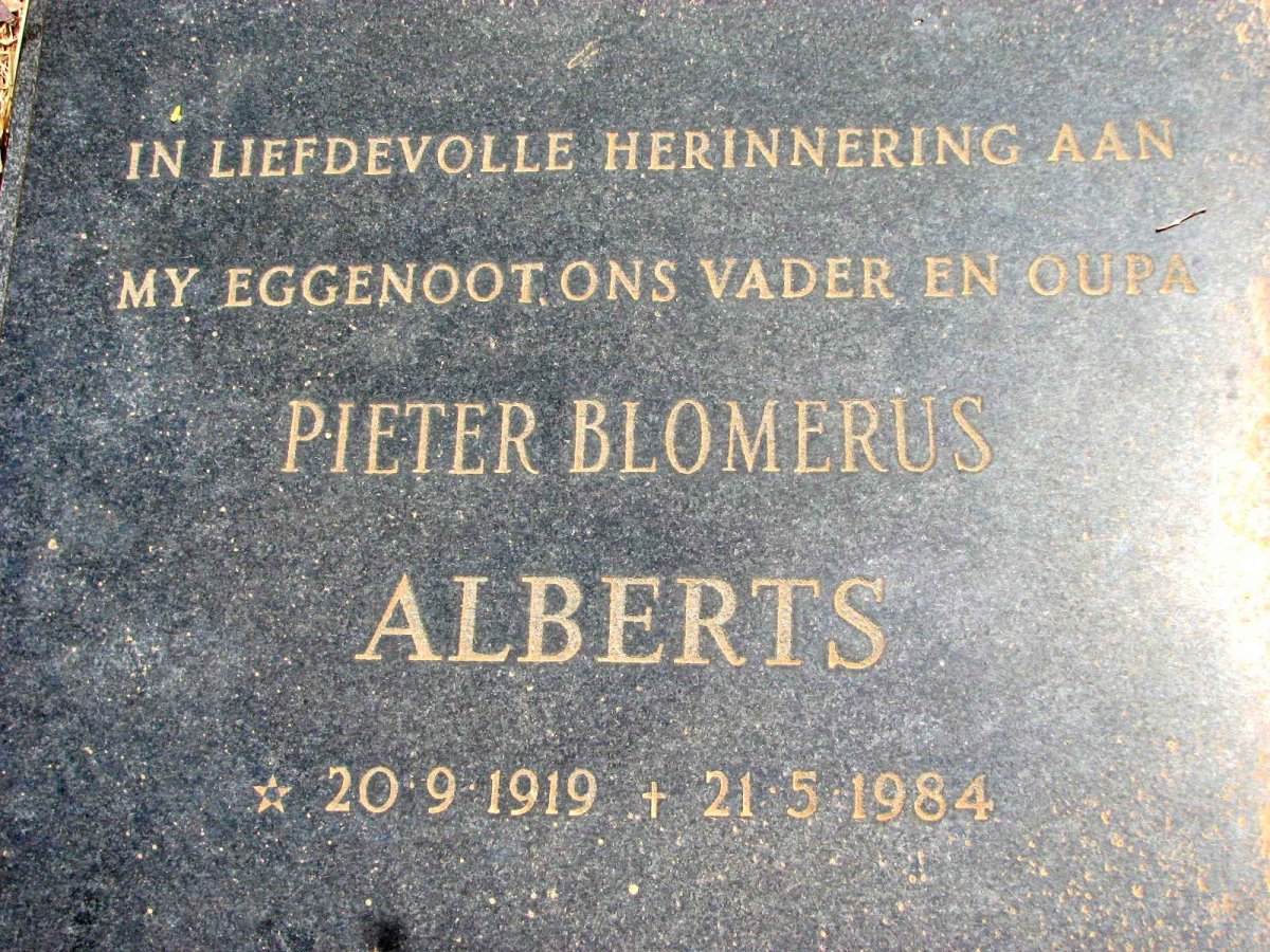 ALBERTS Pieter Blomerus 1919-1984