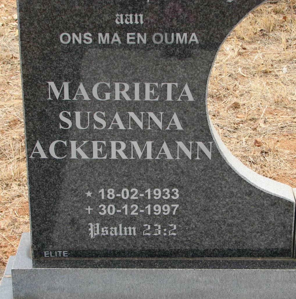 ACKERMANN Magrieta Susanna 1933-1997