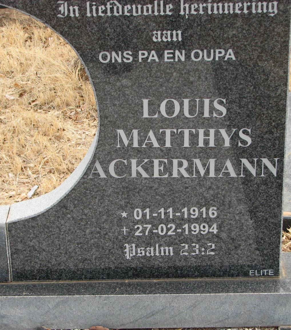 ACKERMANN Louis Matthys 1916-1994