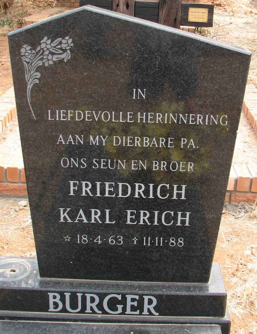 BURGER Friedrich Karl Erich 1963-1988