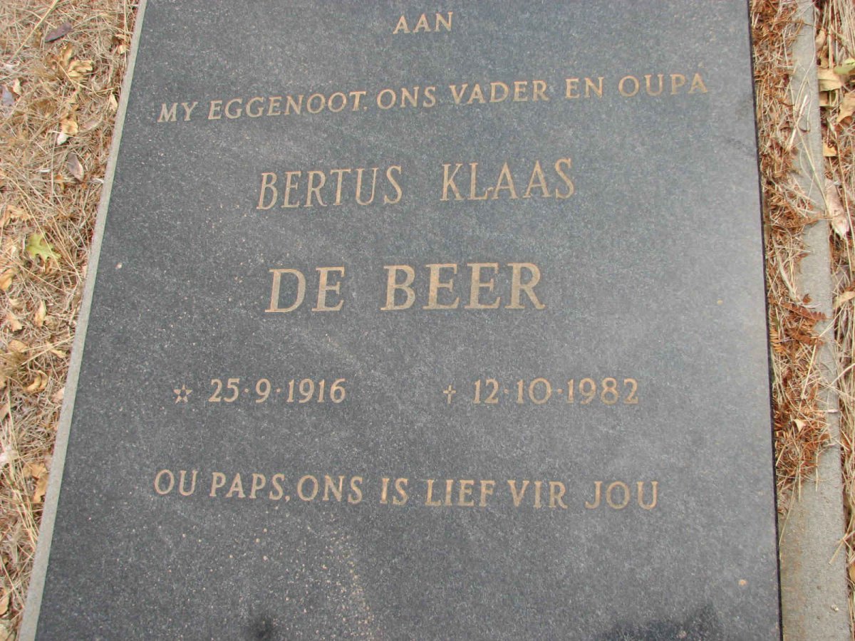 BEER Bertus Klaas, de 1916-1982
