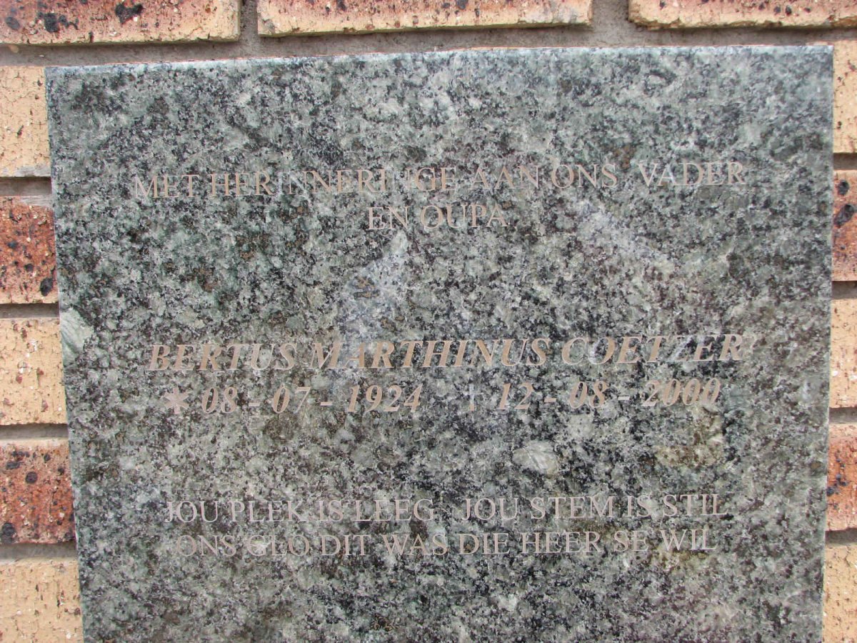 COETZER Bertus Marthinus 1924-2000