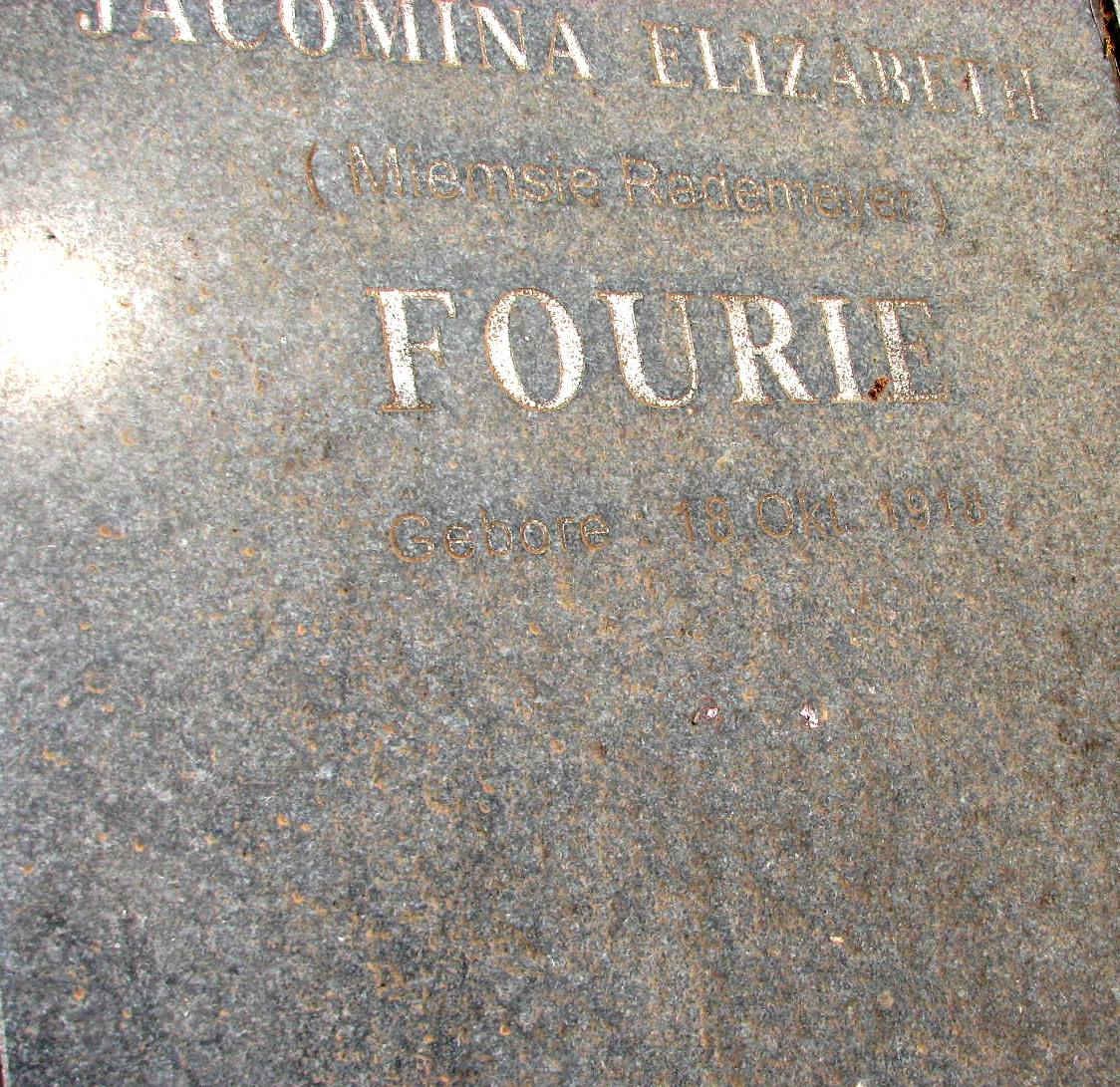 FOURIE Jacomina Elizabeth nee RADEMEYER 1918-