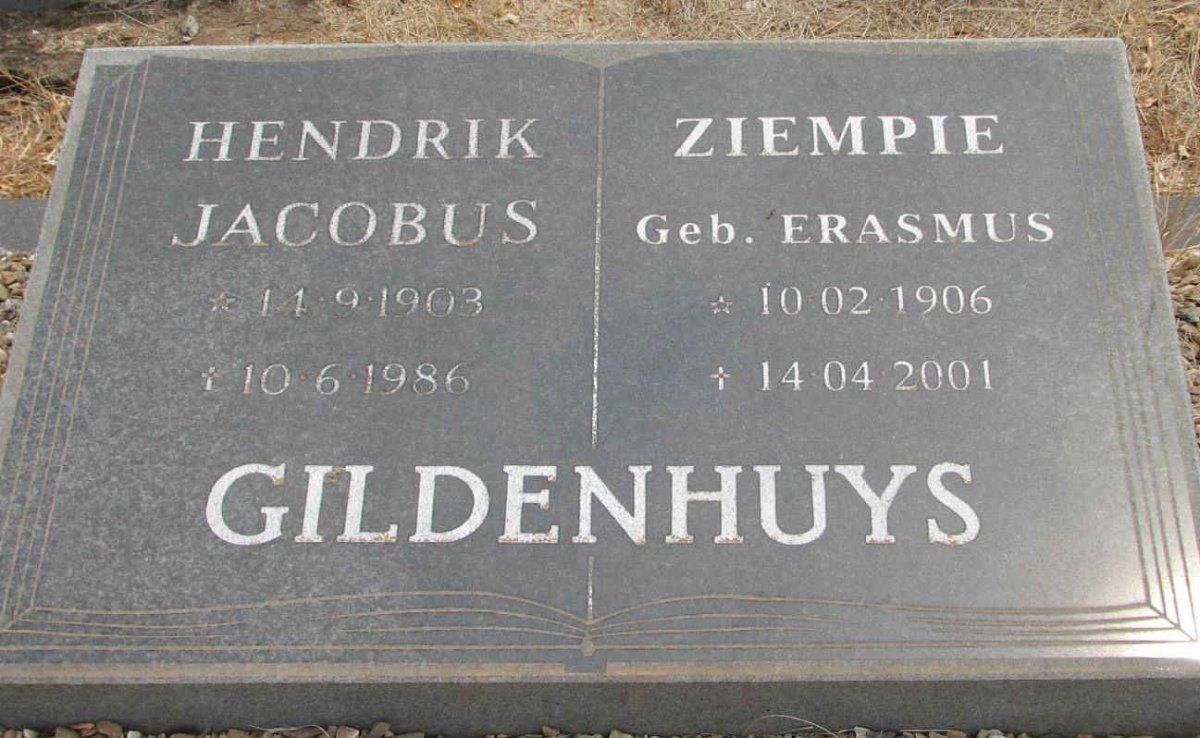 GILDENHUYS Hendrik Jacobus 1903-1986 &amp; Ziempie ERASMUS 1906-2001