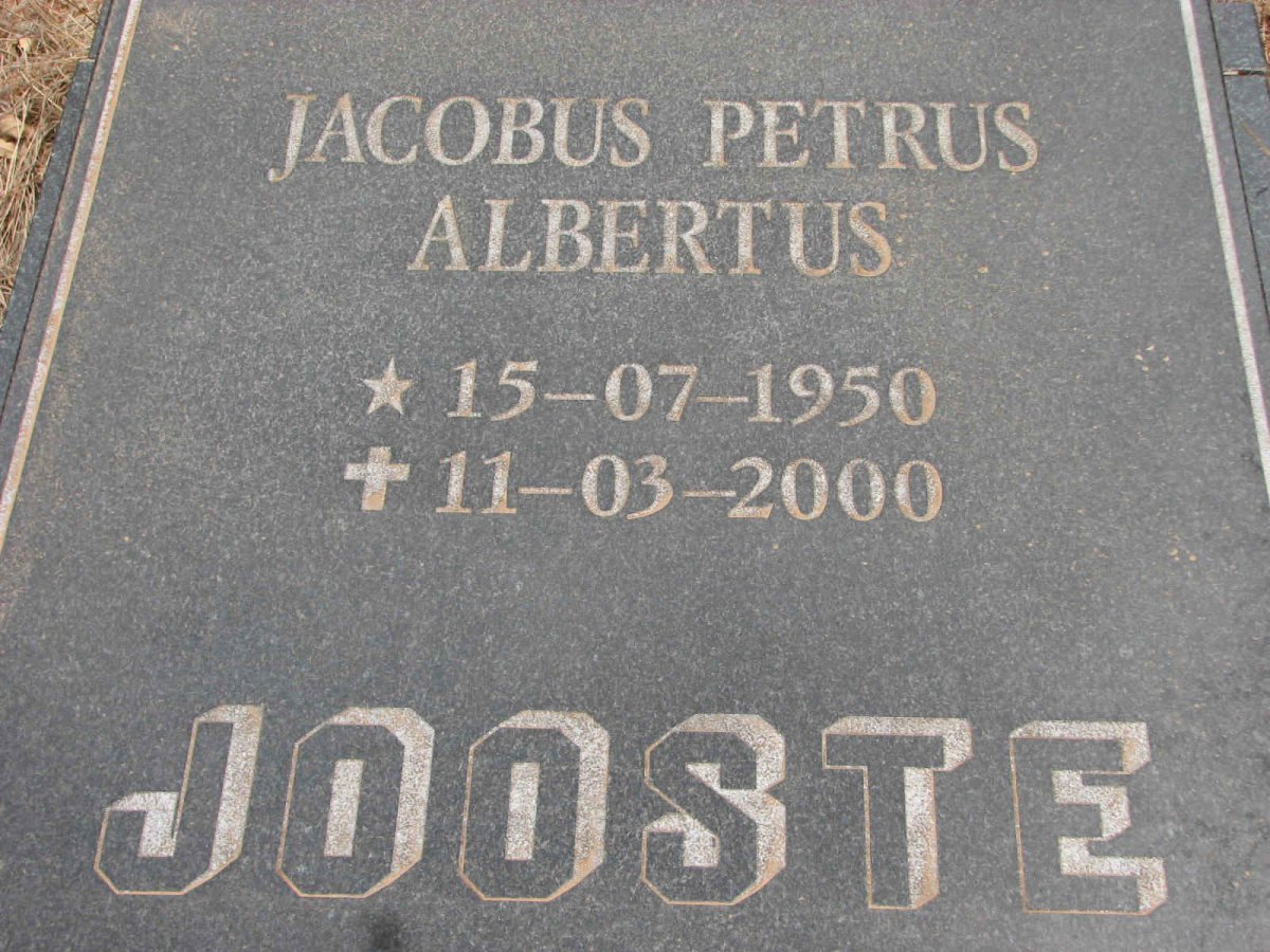 JOOSTE Jacobus Petrus Albertus 1950-2000