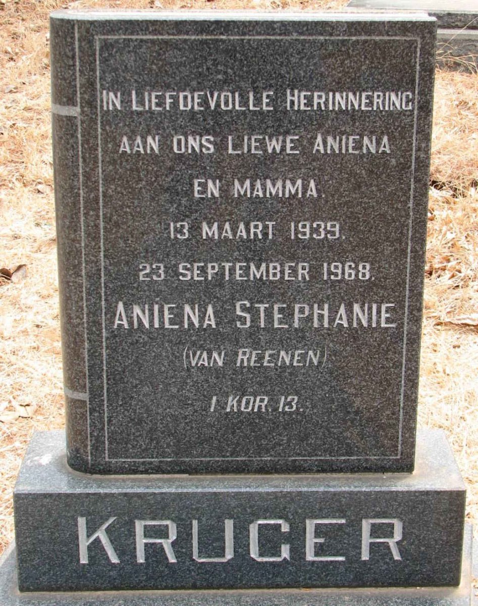 KRUGER Aniena Stephanie nee VAN REENEN 1939-1968