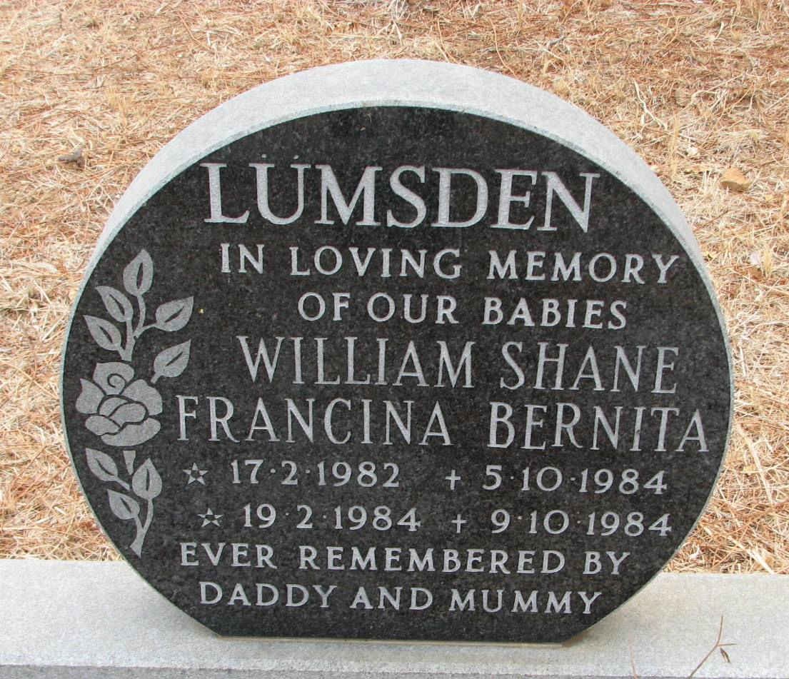 LUMSDEN William Shane 1982-1984 :: LUMSDEN Francina Bernita 1984-1984