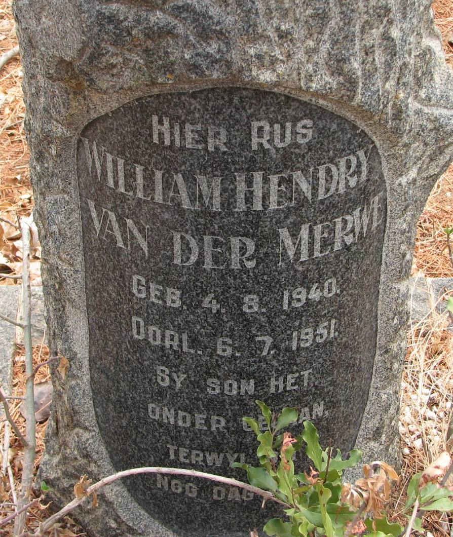 MERWE William Hendry, van der 1940-1951