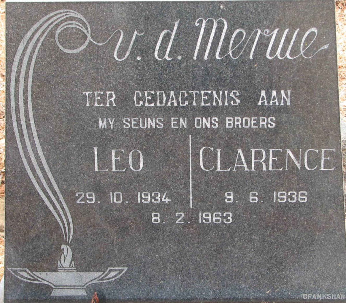 MERWE Leo, v.d. 1934-1963 :: V.D. MERWE Clarence 1936-1963