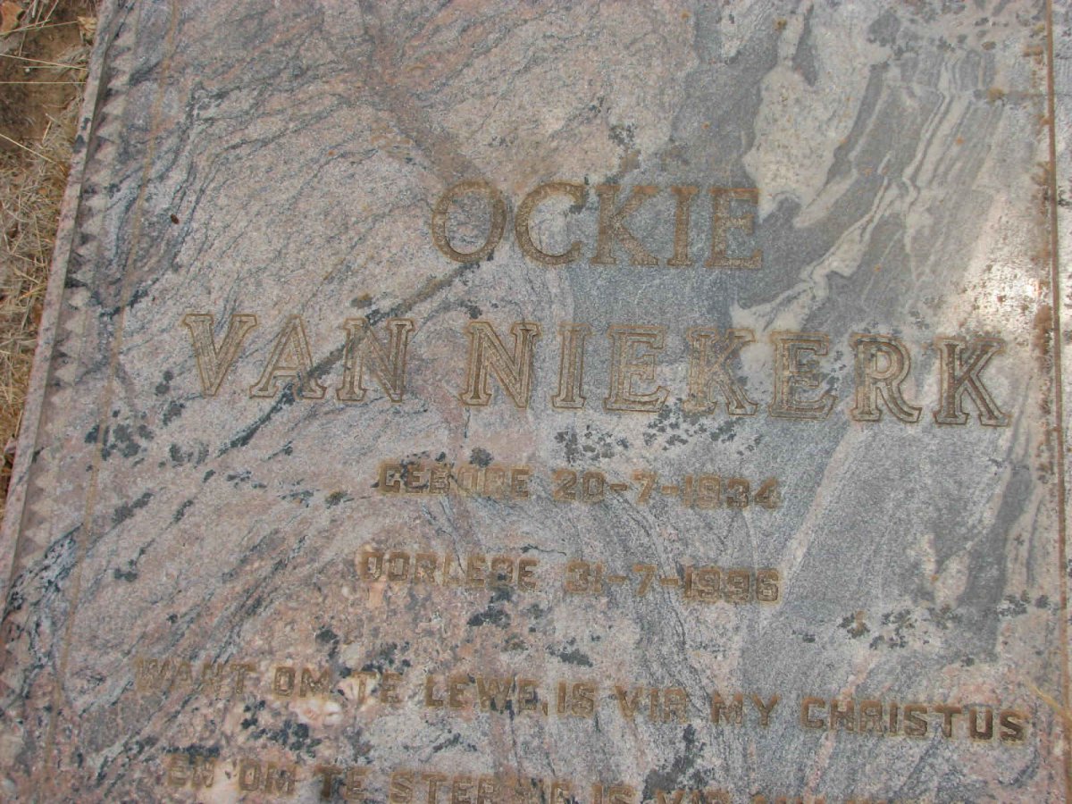 NIEKERK Ockie, van 1934-1996