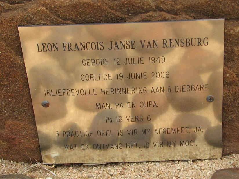 RENSBURG Leon Francois, Janse van 1949-2006