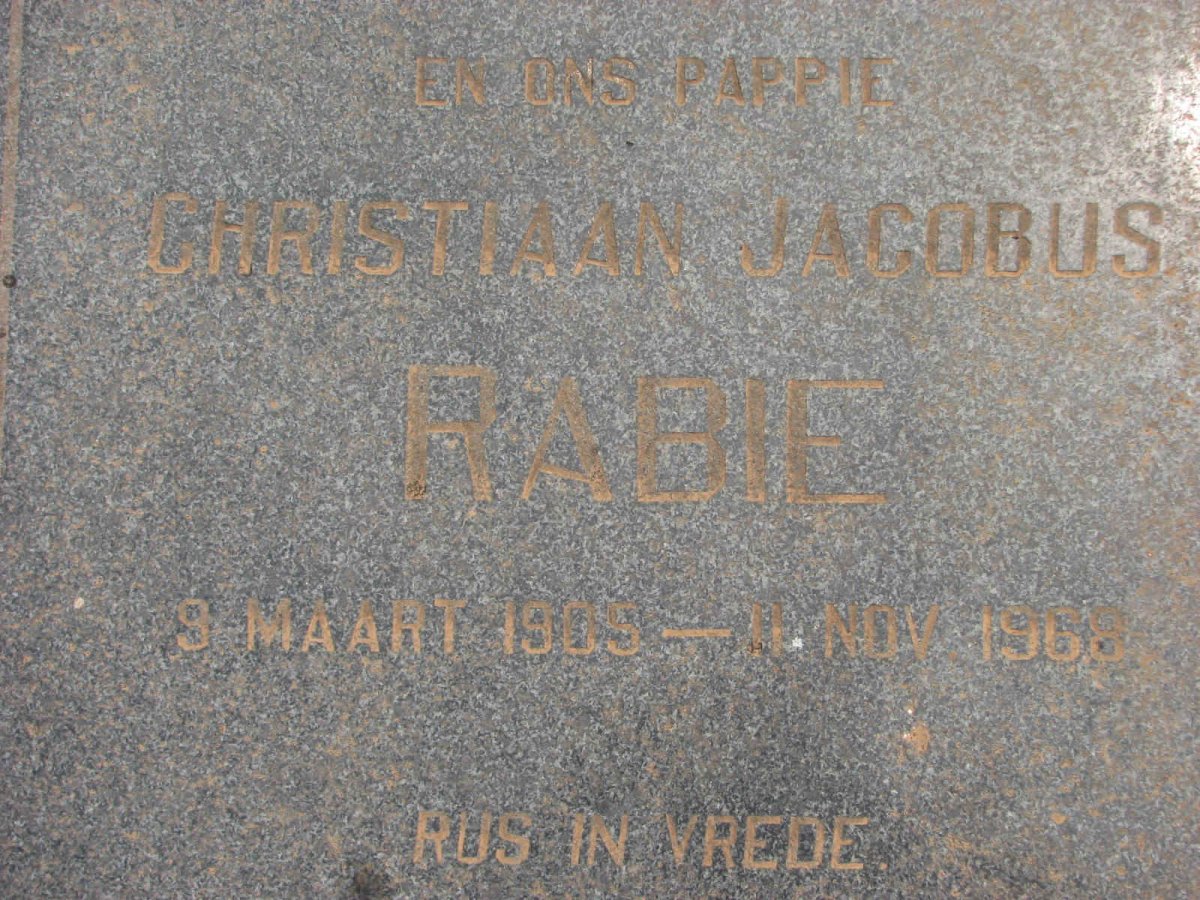 RABIE Christiaan Jacobus 1905-1968