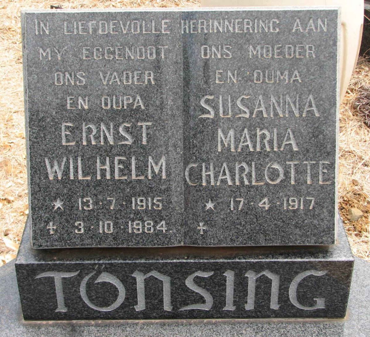 TÖNSING Ernst Wilhelm 1915-1984 &amp; Susanna Maria Charlotte 1917-