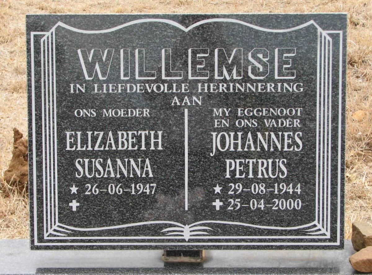 WILLEMSE Johannes Petrus 1944-2000 &amp; Elizabeth Susanna 1947-