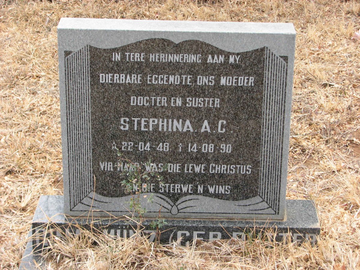 ? R?MÜNZ Stephina A.C. nee RUTTER 1948-1990