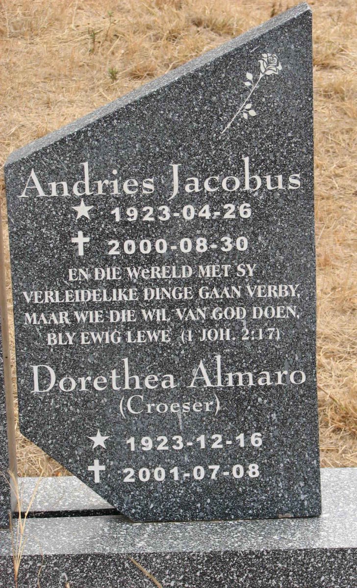? Andries Jacobus 1923-2000 &amp; Dorethea Almaro CROESER 1923-2001