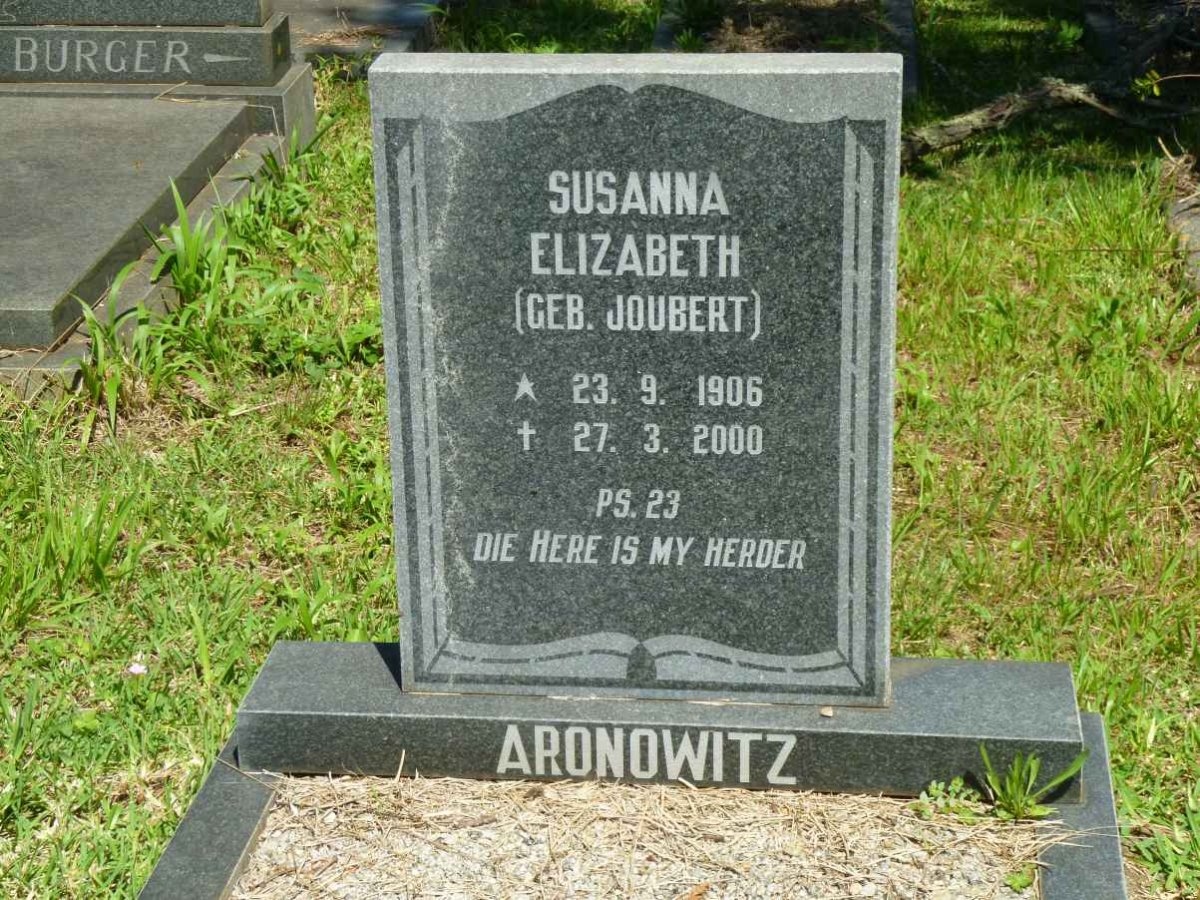 ARONOWITZ Susanna Elizabeth nee JOUBERT 1906-2000