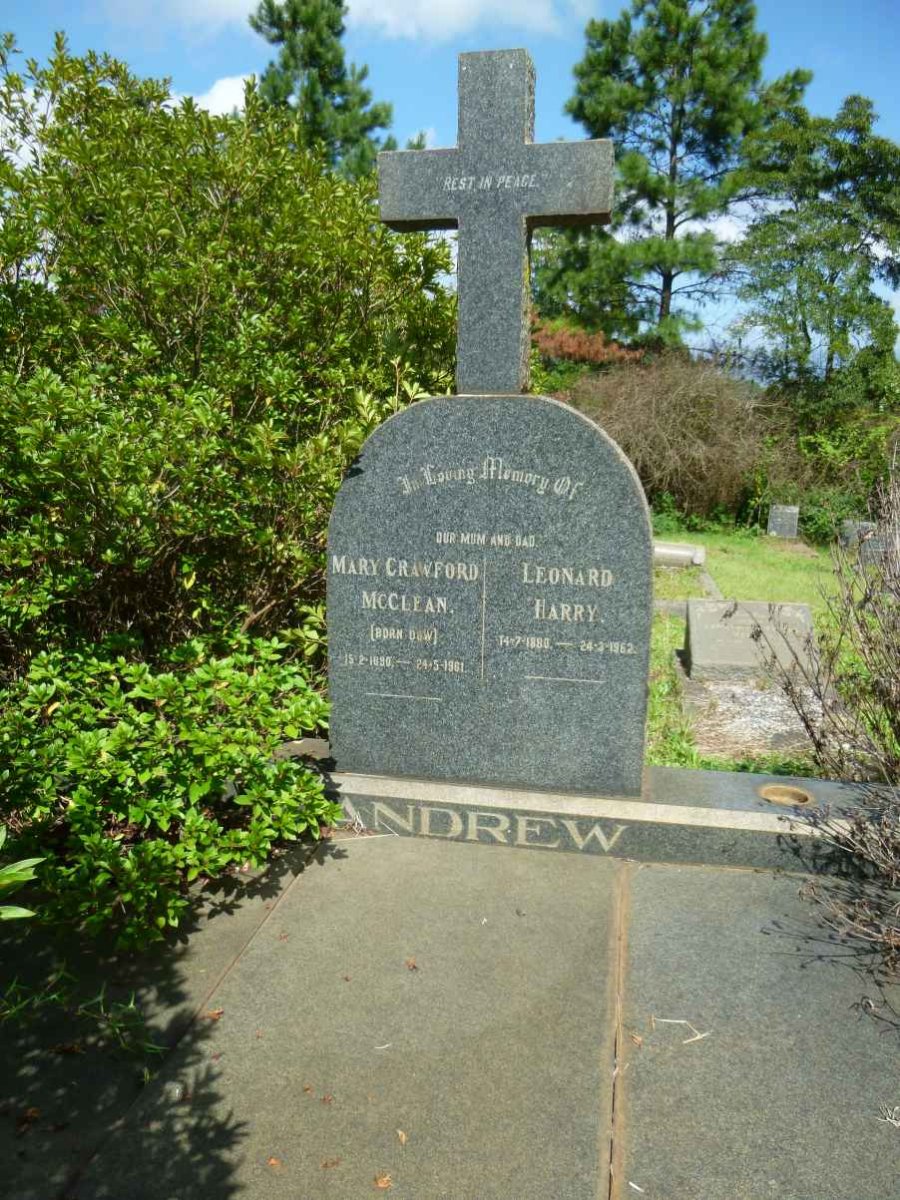 ANDREW Leonard Harry 1880-1962 &amp; Mary Crawford McClean DOW 1890-1961