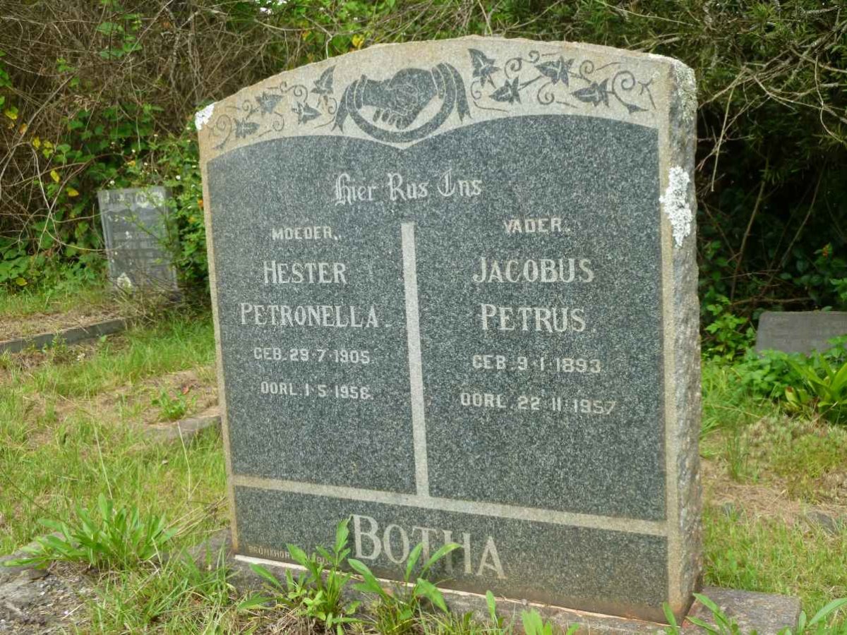 BOTHA Jacobus Petrus 1893-1957 &amp; Hester Petronella 1905-1956