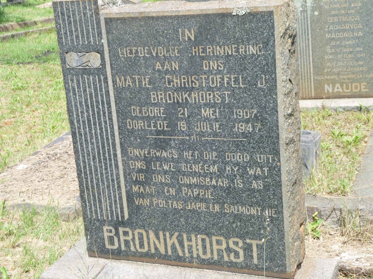 BRONKHORST Matie Christoffel J. 1907-1947
