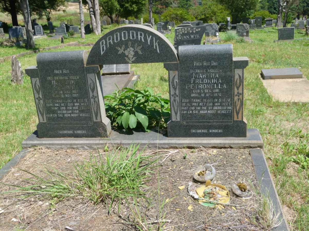 BROODRYK Hendrik Petrus 18?3-1969 &amp; Martha Fredrika Petronella 1881-1970