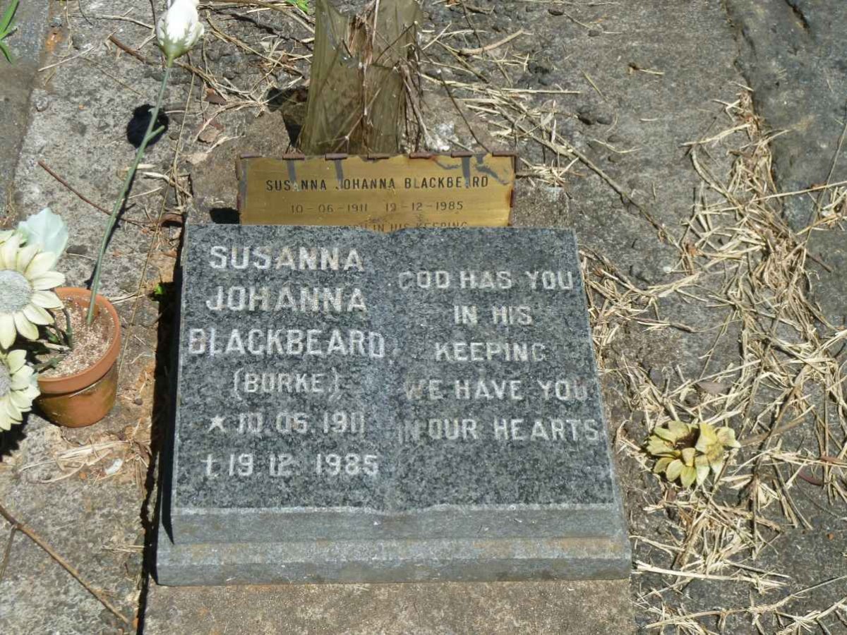BLACKBEARD Susanna Johanna nee BURKE 1911-1985