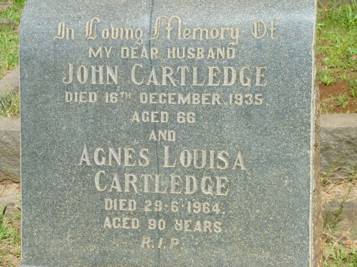 CARTLEDGE John -1935 &amp; Agnes Louisa -1964